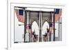 American Flags Lining Brooklyn Bridge-null-Framed Photographic Print