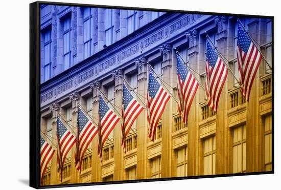 American flags - Manhattan - NYC - United States-Philippe Hugonnard-Framed Stretched Canvas