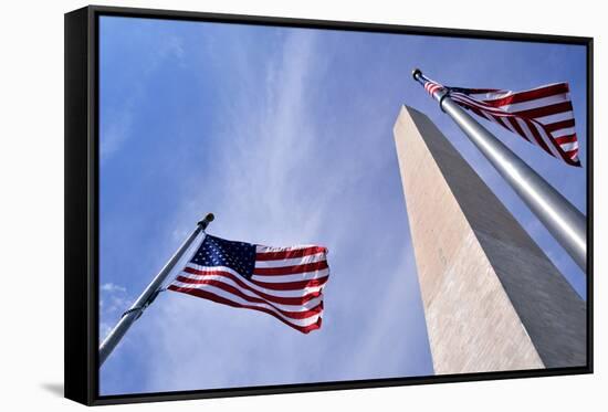 American Flags Surrounding the Washington Memorial on the National Mall in Washington Dc.-1photo-Framed Stretched Canvas