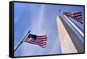 American Flags Surrounding the Washington Memorial on the National Mall in Washington Dc.-1photo-Framed Stretched Canvas