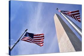 American Flags Surrounding the Washington Memorial on the National Mall in Washington Dc.-1photo-Stretched Canvas