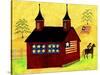 American Folk Art Barn-Cheryl Bartley-Stretched Canvas