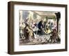 American Folk Dance: Couple Dancing to the Sound of a Violin at a Dance, 1700S. Colourful Engraving-null-Framed Giclee Print