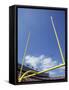 American Fooball Flying Through the Goalposts-null-Framed Stretched Canvas