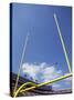 American Fooball Flying Through the Goalposts-null-Stretched Canvas