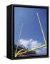 American Fooball Flying Through the Goalposts-null-Framed Stretched Canvas