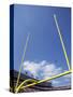 American Fooball Flying Through the Goalposts-null-Stretched Canvas