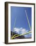 American Fooball Flying Through the Goalposts-null-Framed Photographic Print