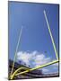 American Fooball Flying Through the Goalposts-null-Mounted Photographic Print