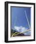 American Fooball Flying Through the Goalposts-null-Framed Photographic Print