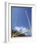 American Fooball Flying Through the Goalposts-null-Framed Photographic Print