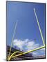 American Fooball Flying Through the Goalposts-null-Mounted Photographic Print