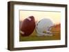 American Football and Helmet on the Field at Sunset-33ft-Framed Photographic Print