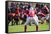 American Football Game with out of Focus Players in the Background-melis-Framed Stretched Canvas