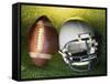 American Football Helmet and a Football-null-Framed Stretched Canvas