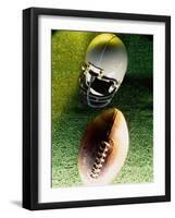 American Football Helmet and a Football-null-Framed Photographic Print