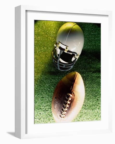 American Football Helmet and a Football-null-Framed Photographic Print