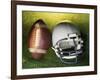 American Football Helmet and a Football-null-Framed Photographic Print