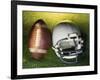 American Football Helmet and a Football-null-Framed Photographic Print