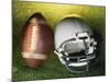American Football Helmet and a Football-null-Mounted Photographic Print