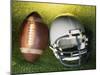 American Football Helmet and a Football-null-Mounted Photographic Print