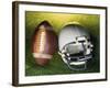 American Football Helmet and a Football-null-Framed Photographic Print