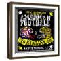 American Football Man T Shirt Vintage Vector Print for Boy Sportswear-emeget-Framed Art Print