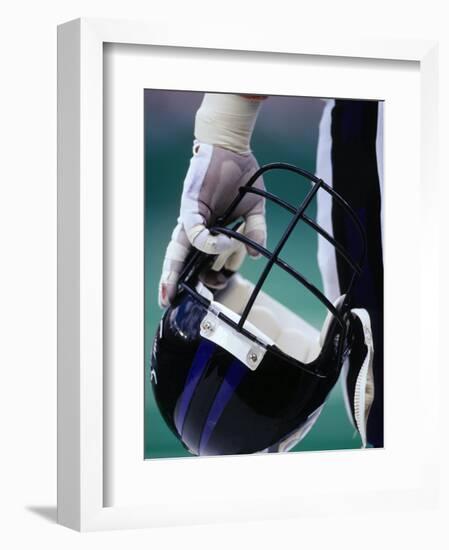 American Football Player Holding His Helmet-Chris Trotman-Framed Photographic Print