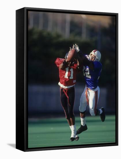 American Football Player Reaching for the Ball-null-Framed Stretched Canvas