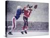 American Football Player Reaching for the Ball-null-Stretched Canvas