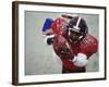 American Football Player Reaching for the Ball-null-Framed Photographic Print