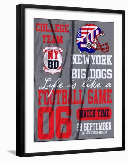 American Football - Vintage Vector Print for Boy Sportswear in Custom Colors-emeget-Framed Art Print