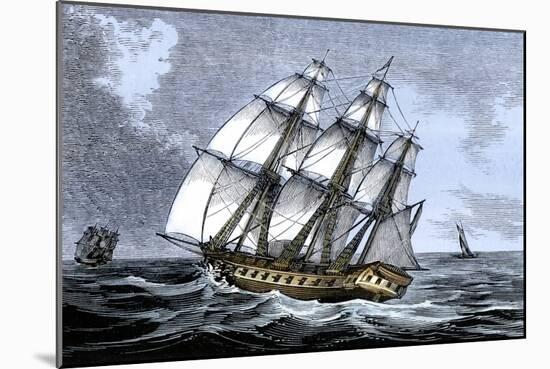 American Frigate Alliance in 1778, Which Carried Lafayette on Two Occasions-null-Mounted Giclee Print