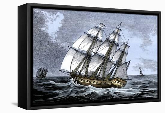 American Frigate Alliance in 1778, Which Carried Lafayette on Two Occasions-null-Framed Stretched Canvas
