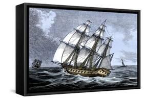 American Frigate Alliance in 1778, Which Carried Lafayette on Two Occasions-null-Framed Stretched Canvas