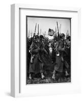 American Glider Troops' Airborne Unit on Parade at Airfield Before Eisenhower's D Day-Frank Scherschel-Framed Photographic Print