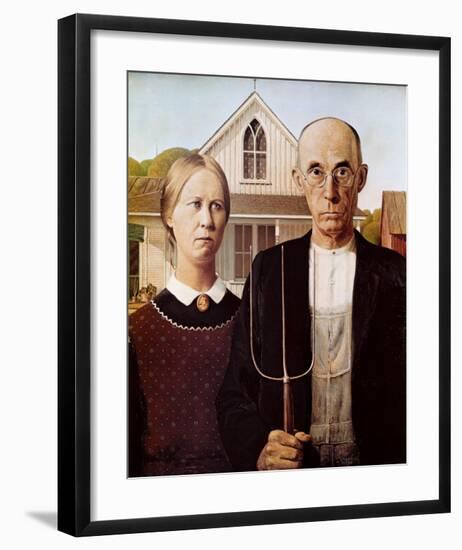 American Gothic, 1930-Grant Wood-Framed Art Print