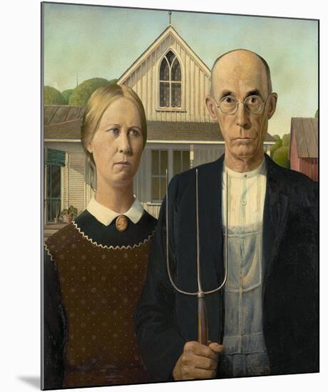 American Gothic, 1930-Grant Wood-Mounted Giclee Print