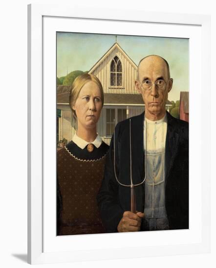 American Gothic, 1930-Grant Wood-Framed Giclee Print