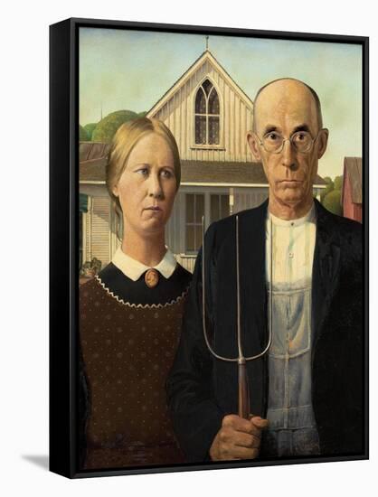 American Gothic, 1930-Grant Wood-Framed Stretched Canvas