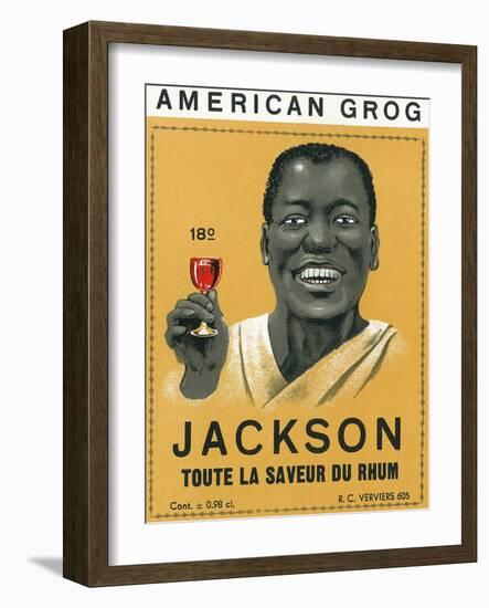 American Grog, Jackson Brand Rum Label-Lantern Press-Framed Art Print