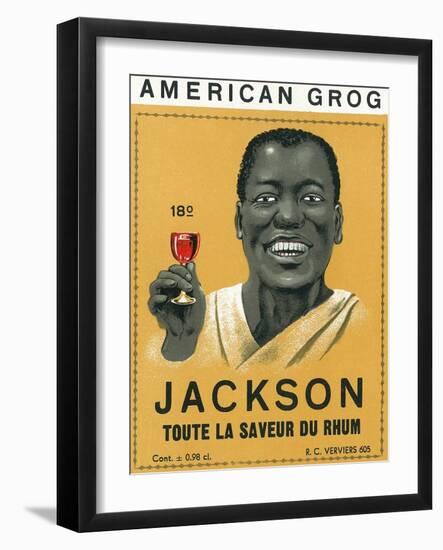 American Grog, Jackson Brand Rum Label-Lantern Press-Framed Art Print