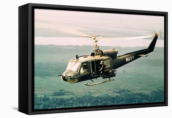 American Gunners Firing from Helicopter in Vietnam-V. McColley-Framed Stretched Canvas