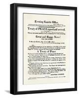 American Handbill Announcing the Treaty of Ghent, Ending the War of 1812-null-Framed Giclee Print