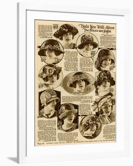 American Hat Fashion 1924-null-Framed Art Print