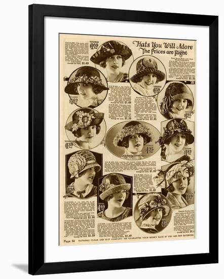 American Hat Fashion 1924-null-Framed Art Print