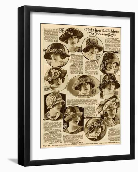 American Hat Fashion 1924-null-Framed Art Print