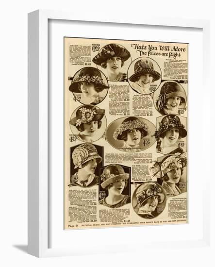 American Hat Fashion 1924-null-Framed Art Print