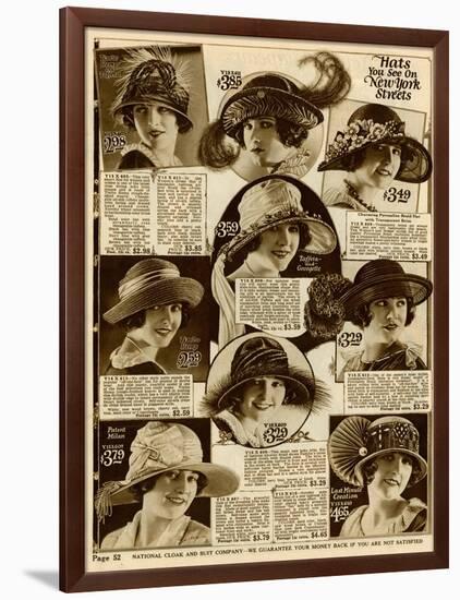 American Hat Fashion 1924-null-Framed Art Print