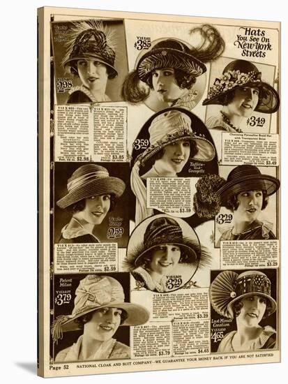 American Hat Fashion 1924-null-Stretched Canvas